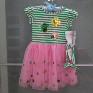 Bonnie Jean Tulle Skirt Jersey Knit Top Dress with Head Band